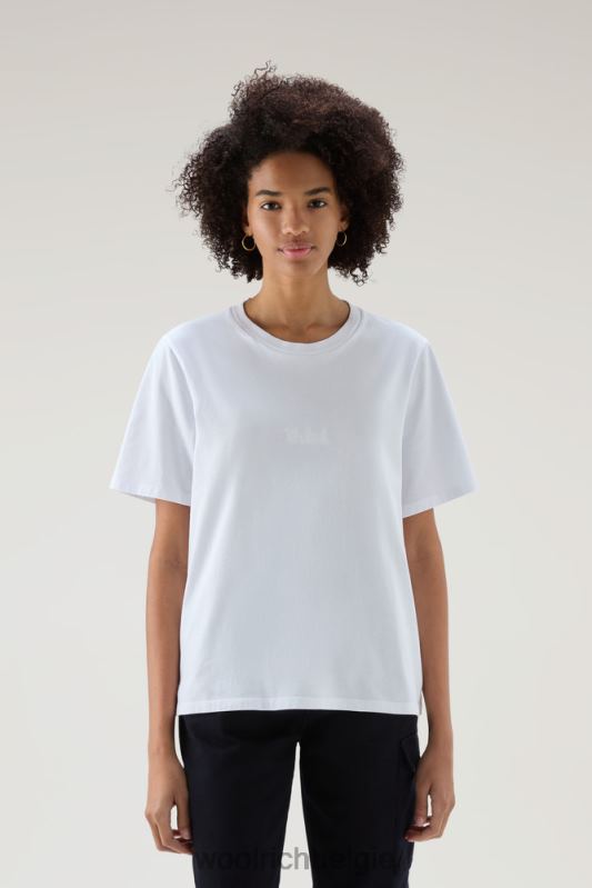 T-shirt met geborduurd logo van puur katoen Woolrich vrouwen 8TTN03 Helder wit kleding