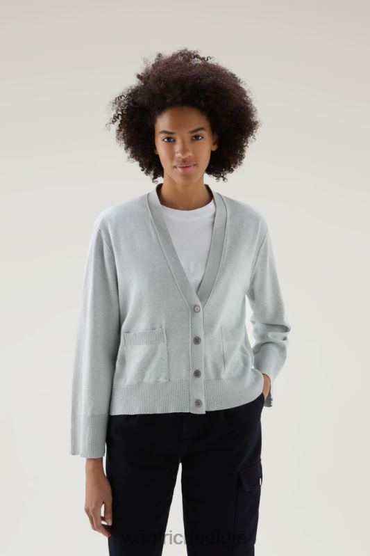 vest van een katoen-kasjmiermix Woolrich vrouwen 8TTN0109 grijs gemêleerd kleding