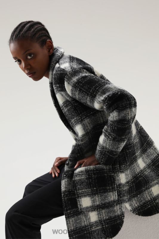 jas van adellijke ruit van een wolmix Woolrich vrouwen 8TTN0222 zwarte ruit kleding