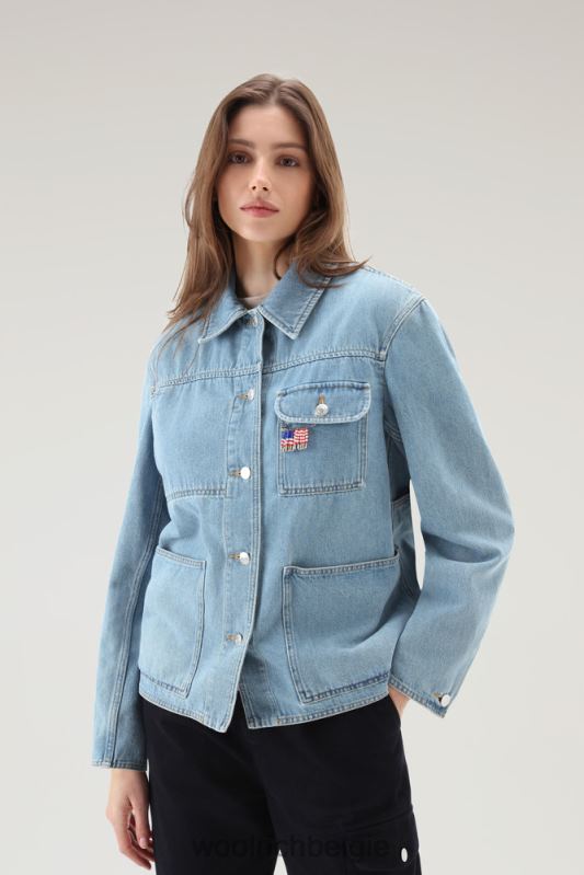 jasje van stoned gewassen denim van puur katoen Woolrich vrouwen 8TTN031 steen gewassen kleding