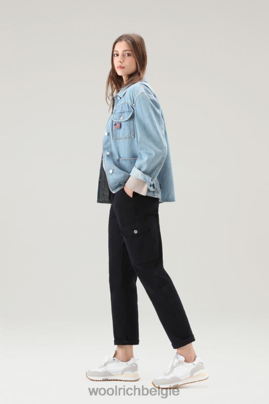 jasje van stoned gewassen denim van puur katoen Woolrich vrouwen 8TTN031 steen gewassen kleding
