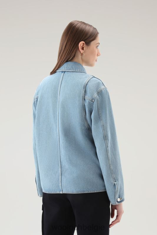 jasje van stoned gewassen denim van puur katoen Woolrich vrouwen 8TTN031 steen gewassen kleding