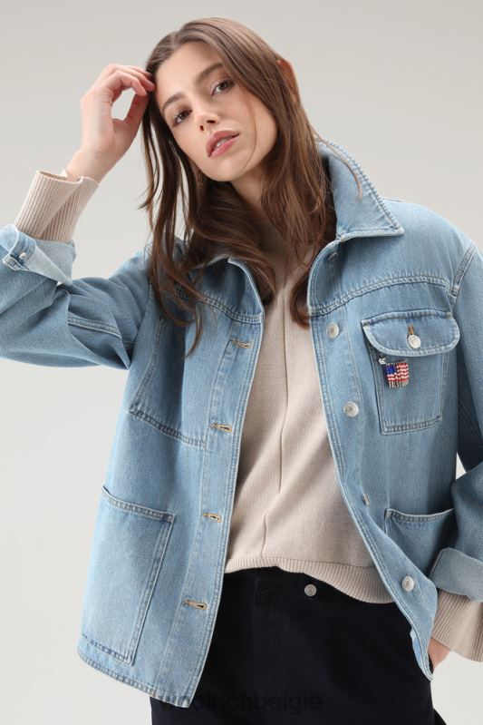 jasje van stoned gewassen denim van puur katoen Woolrich vrouwen 8TTN031 steen gewassen kleding