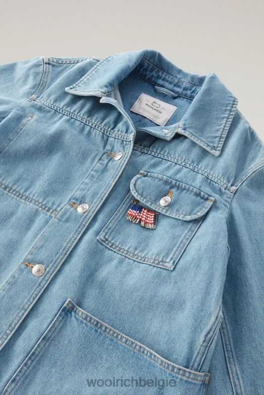 jasje van stoned gewassen denim van puur katoen Woolrich vrouwen 8TTN031 steen gewassen kleding
