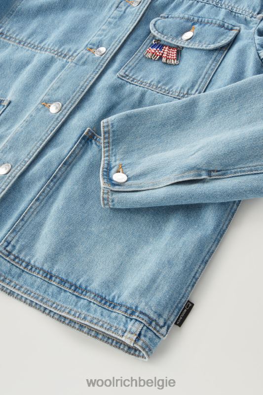 jasje van stoned gewassen denim van puur katoen Woolrich vrouwen 8TTN031 steen gewassen kleding