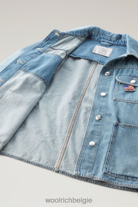 jasje van stoned gewassen denim van puur katoen Woolrich vrouwen 8TTN031 steen gewassen kleding