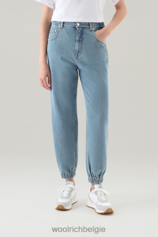 joggerjeans van puur katoen Woolrich vrouwen 8TTN055 steen gewassen kleding