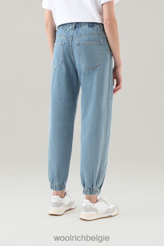 joggerjeans van puur katoen Woolrich vrouwen 8TTN055 steen gewassen kleding