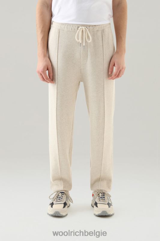 joggingbroek van een katoen-linnenfleecemix Woolrich Heren 8TTN0570 strandzand kleding