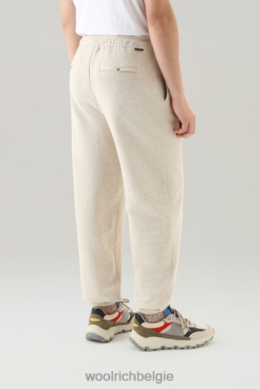 joggingbroek van een katoen-linnenfleecemix Woolrich Heren 8TTN0570 strandzand kleding
