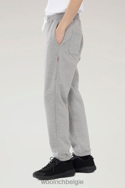 joggingbroek van katoenfleece en cordura nylonmix Woolrich Heren 8TTN0534 bovenkant grijs kleding