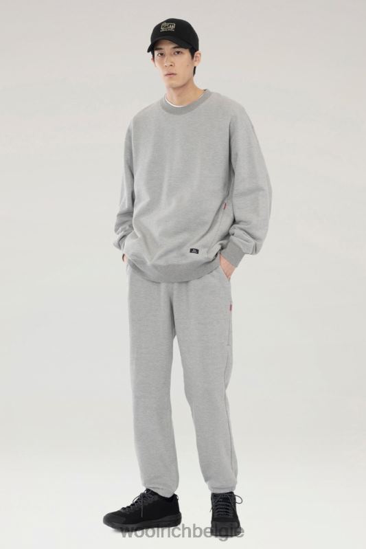 joggingbroek van katoenfleece en cordura nylonmix Woolrich Heren 8TTN0534 bovenkant grijs kleding
