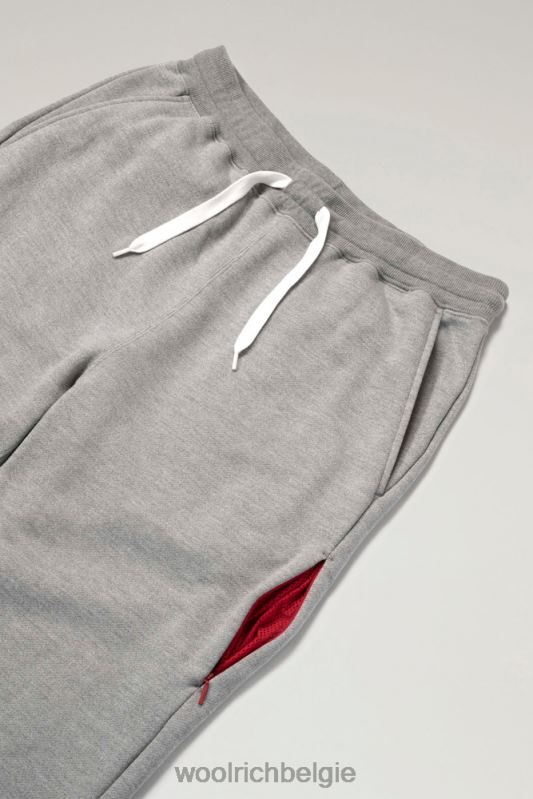 joggingbroek van katoenfleece en cordura nylonmix Woolrich Heren 8TTN0534 bovenkant grijs kleding