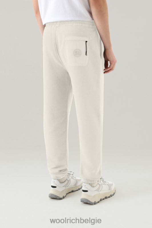 joggingbroek van katoenfleece en taslan nylon Woolrich Heren 8TTN0484 melkachtige crème kleding
