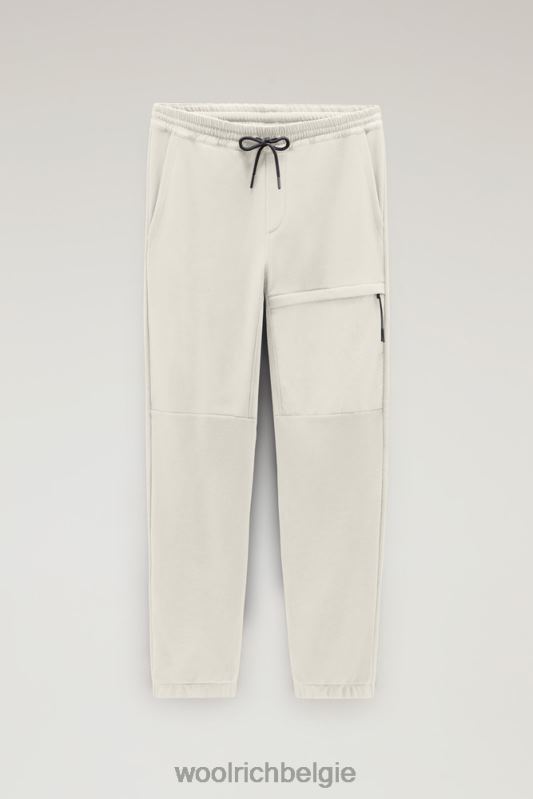 joggingbroek van katoenfleece en taslan nylon Woolrich Heren 8TTN0484 melkachtige crème kleding