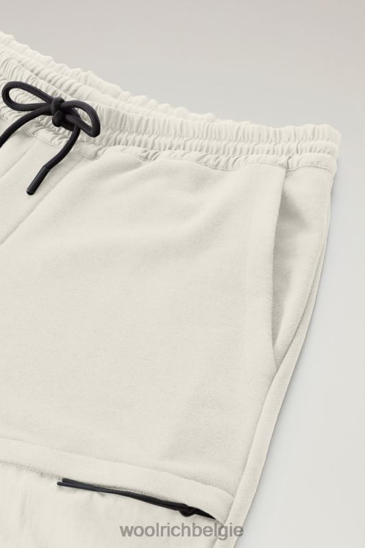 joggingbroek van katoenfleece en taslan nylon Woolrich Heren 8TTN0484 melkachtige crème kleding