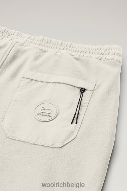 joggingbroek van katoenfleece en taslan nylon Woolrich Heren 8TTN0484 melkachtige crème kleding