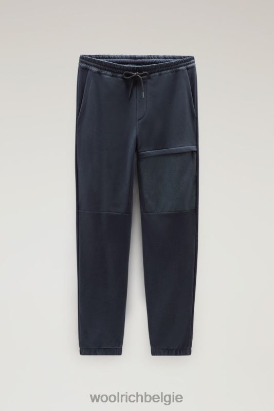 joggingbroek van katoenfleece en taslan nylon Woolrich Heren 8TTN0591 Melton blauw kleding