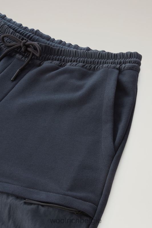 joggingbroek van katoenfleece en taslan nylon Woolrich Heren 8TTN0591 Melton blauw kleding
