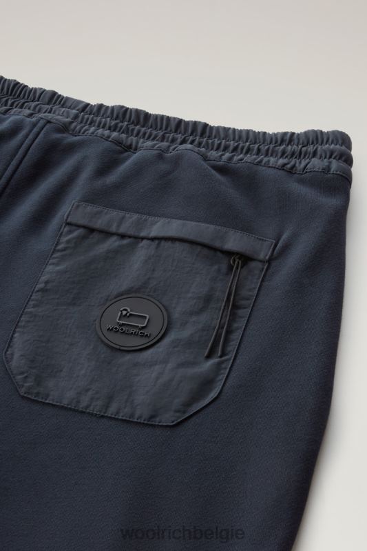 joggingbroek van katoenfleece en taslan nylon Woolrich Heren 8TTN0591 Melton blauw kleding