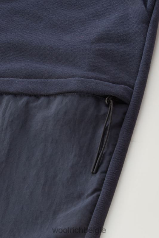 joggingbroek van katoenfleece en taslan nylon Woolrich Heren 8TTN0591 Melton blauw kleding