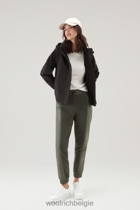joggingbroek van puur katoen en ripstop nylon Woolrich vrouwen 8TTN042 donkergroen kleding