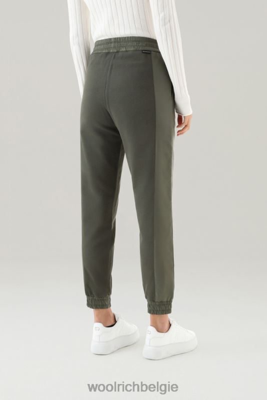 joggingbroek van puur katoen en ripstop nylon Woolrich vrouwen 8TTN042 donkergroen kleding