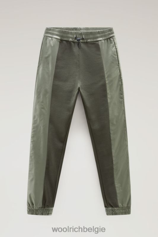 joggingbroek van puur katoen en ripstop nylon Woolrich vrouwen 8TTN042 donkergroen kleding