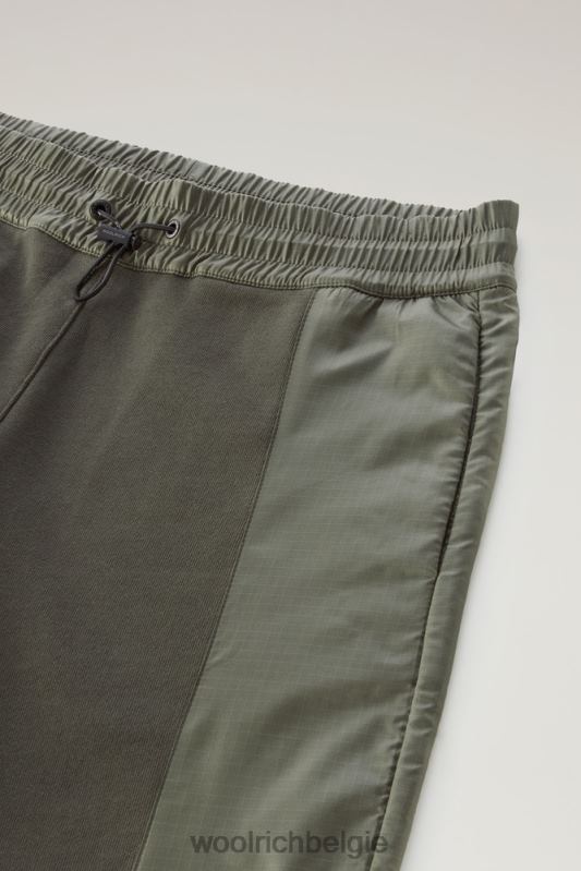 joggingbroek van puur katoen en ripstop nylon Woolrich vrouwen 8TTN042 donkergroen kleding
