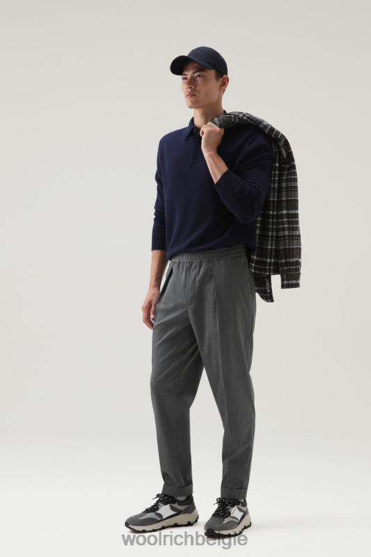 kasjmier luxe lange trui Woolrich Heren 8TTN0711 Melton blauw kleding