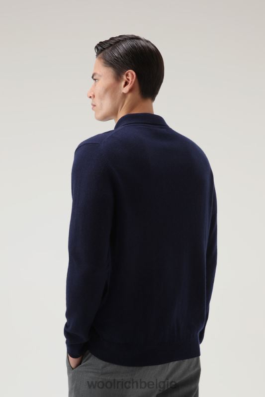 kasjmier luxe lange trui Woolrich Heren 8TTN0711 Melton blauw kleding