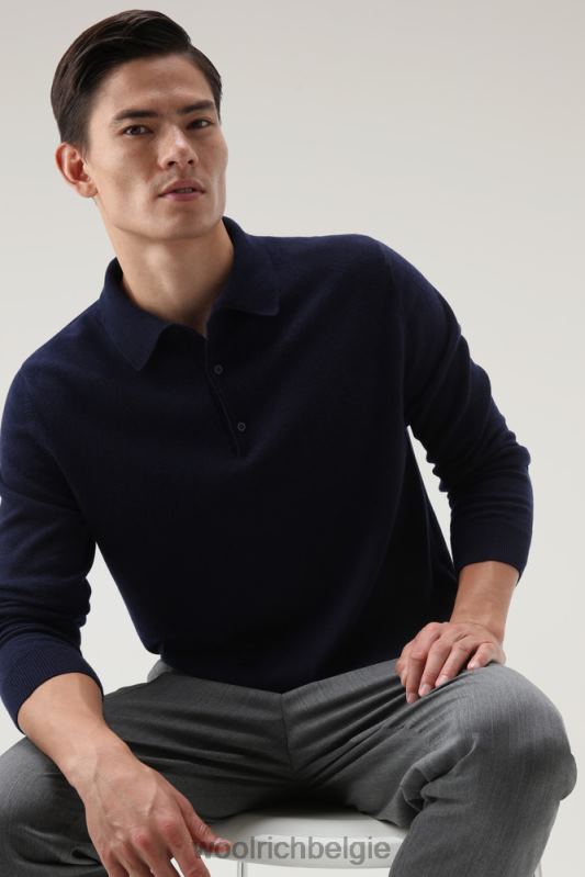 kasjmier luxe lange trui Woolrich Heren 8TTN0711 Melton blauw kleding