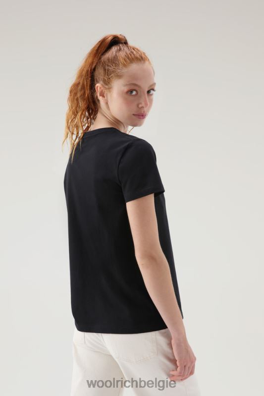 katoenen logo-T-shirt Woolrich vrouwen 8TTN0225 zwart kleding