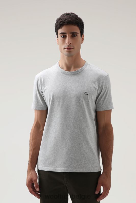 katoenen schapen t-shirt Woolrich Heren 8TTN0667 lichtgrijs gemêleerd kleding