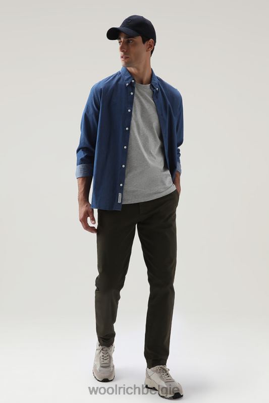 katoenen schapen t-shirt Woolrich Heren 8TTN0667 lichtgrijs gemêleerd kleding