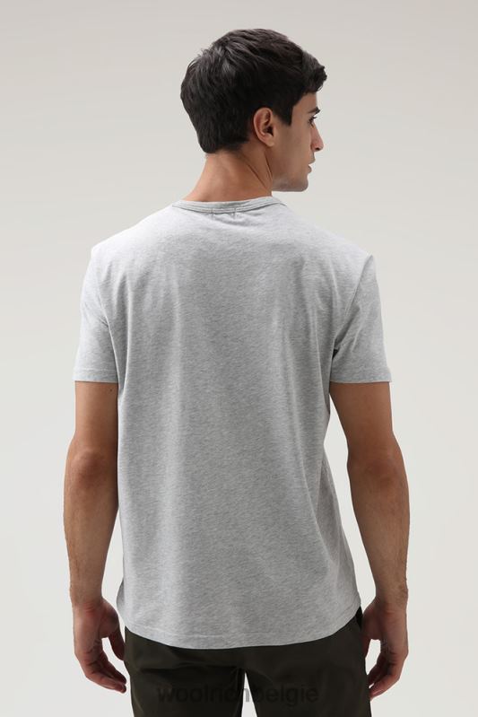 katoenen schapen t-shirt Woolrich Heren 8TTN0667 lichtgrijs gemêleerd kleding