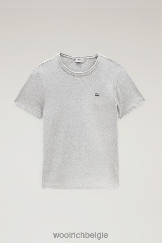 katoenen schapen t-shirt Woolrich Heren 8TTN0667 lichtgrijs gemêleerd kleding