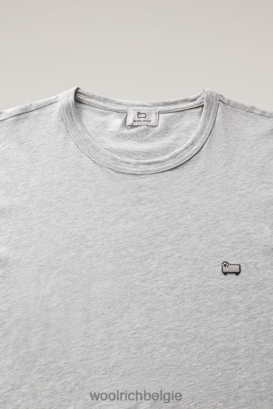 katoenen schapen t-shirt Woolrich Heren 8TTN0667 lichtgrijs gemêleerd kleding