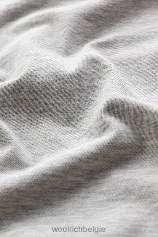 katoenen schapen t-shirt Woolrich Heren 8TTN0667 lichtgrijs gemêleerd kleding
