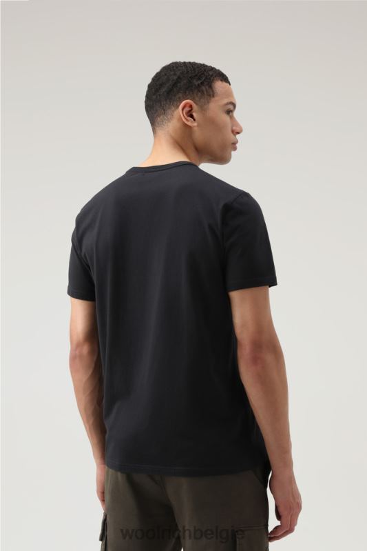 katoenen schapen t-shirt Woolrich Heren 8TTN0721 zwart kleding