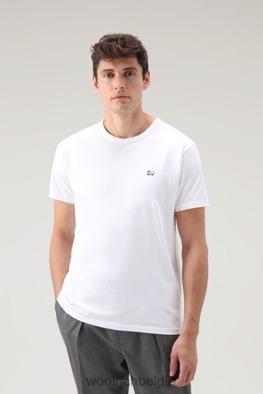katoenen schapen t-shirt Woolrich Heren 8TTN0729 Helder wit kleding