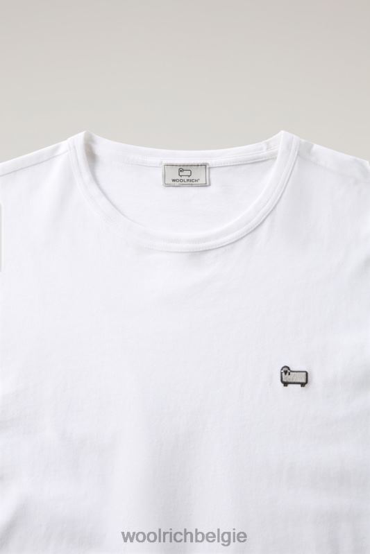 katoenen schapen t-shirt Woolrich Heren 8TTN0729 Helder wit kleding