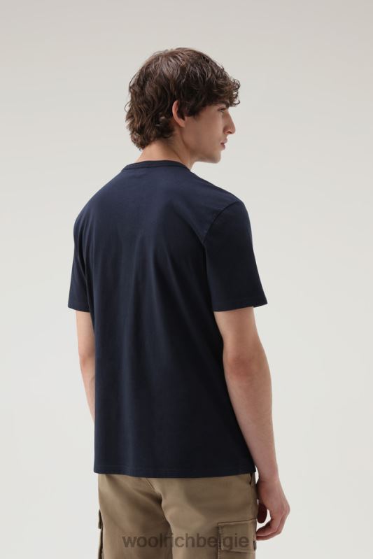 katoenen schapen t-shirt Woolrich Heren 8TTN0739 Melton blauw kleding