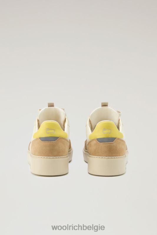 klassieke basket-sneakers van zacht leer en suède Woolrich Heren 8TTN0623 naakt geel schoenen