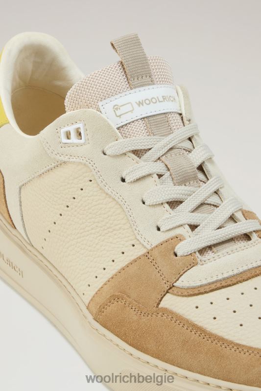 klassieke basket-sneakers van zacht leer en suède Woolrich Heren 8TTN0623 naakt geel schoenen
