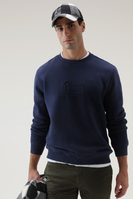 klassieke fleece ronde hals met geborduurd logo Woolrich Heren 8TTN0688 donkerblauw kleding