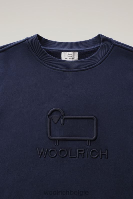 klassieke fleece ronde hals met geborduurd logo Woolrich Heren 8TTN0688 donkerblauw kleding