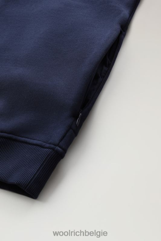 klassieke fleece ronde hals met geborduurd logo Woolrich Heren 8TTN0688 donkerblauw kleding