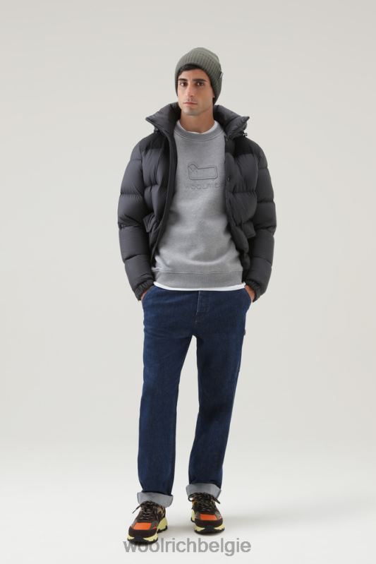 klassieke fleece ronde hals met geborduurd logo Woolrich Heren 8TTN0710 middengrijs gemêleerd kleding