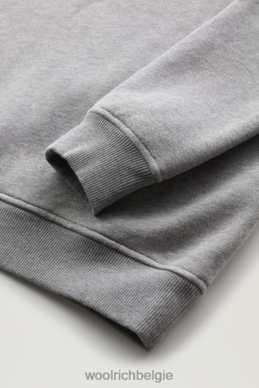 klassieke fleece ronde hals met geborduurd logo Woolrich Heren 8TTN0710 middengrijs gemêleerd kleding